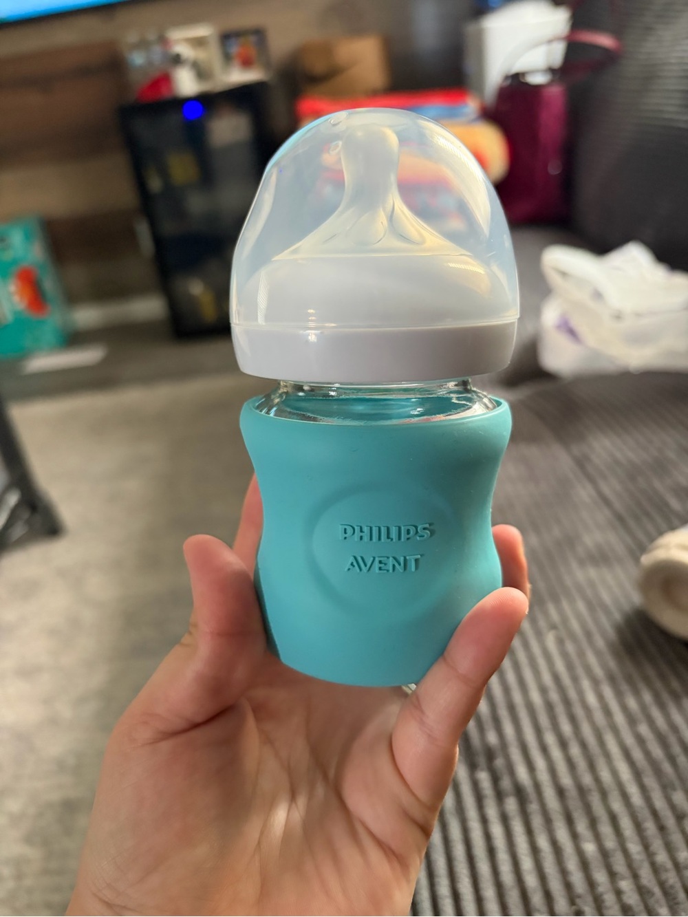 Philips Avent Baby Bottle with Teal Silicone Sleeve